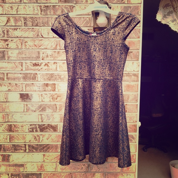 Myth Medium Navy and Gold Skater Dress - Picture 2 of 8